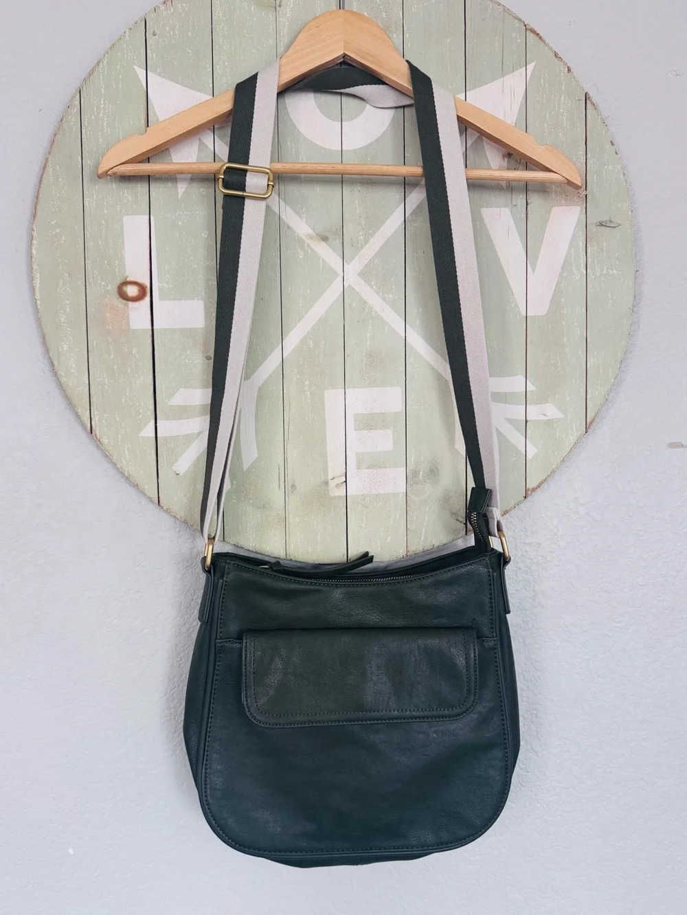 sonoma green crossbody faux leather hobo bag